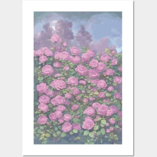 watercolor rose garden Posters and Art